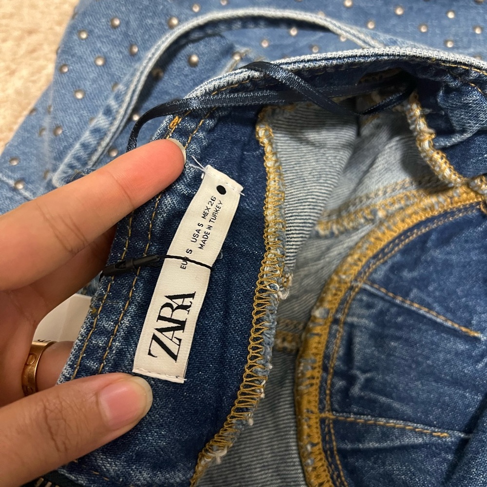 Zara denim bodice studded midi dress USA small - Picture 11 of 12